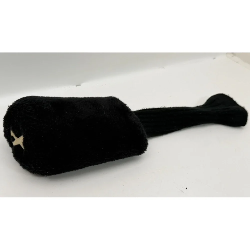 Unbranded Plush Fur X Fairway Wood Hybrid Golf Club Headcover Black Knit Sock